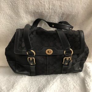 Coach Signature Large Black Shoulder Handbag